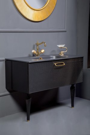 Тумба Armadi Art Linea 100 черная + золото 842-100-BG 