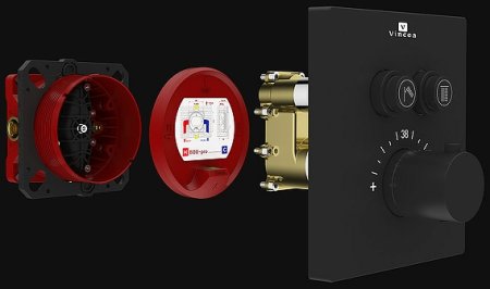 Душевая система Vincea Inspire VSFW-3I21T2MB с термостатом Черная матовая 