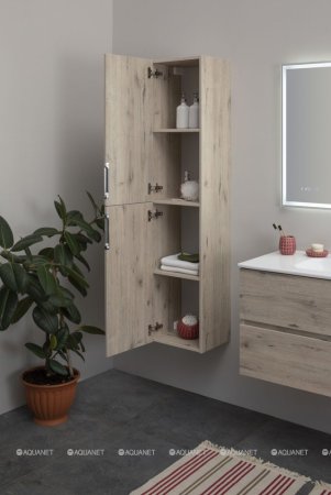 Пенал Aquanet Алвита New 35 дуб веллингтон белый 