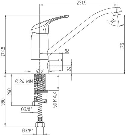 Смеситель для кухни Paini Creta 100 42CR5611KM Хром 