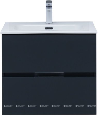 Тумба с раковиной Aquanet Алвита New 60 2 ящика, антрацит 