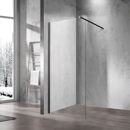 Душевая перегородка Vincea Walk-In 80 VSW-1H800CLB профиль Черный матовый стекло прозрачное 