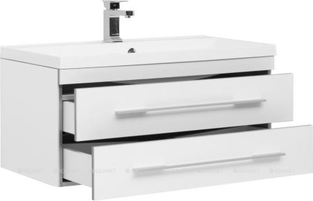 Тумба с раковиной Aquanet Верона NEW 90 белый (подвесная 2 ящика) 