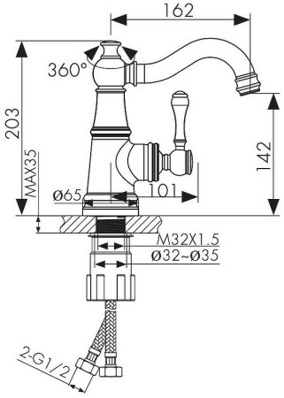 Смеситель для раковины Kaiser Aria 03011 Хром 