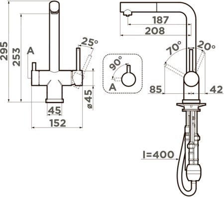 Смеситель Omoikiri Takamatsu-S-BN 4994346 для кухонной мойки 