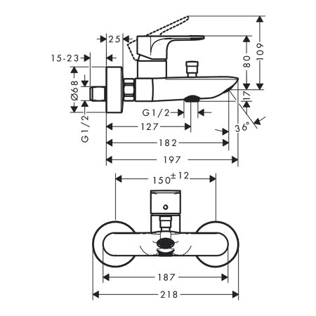 Смеситель Hansgrohe Rebris E 72450000 для ванны хром 