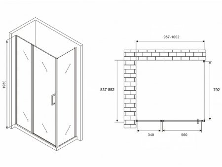 Душевой уголок Abber Sonnenstrand 100х85 AG04100MS-S85M профиль Хром стекло матовое 