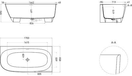 Ванна из искусственного камня Salini Sofia Corner R 170х85 102514G Белая глянцевая 