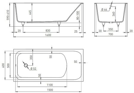 Ванна из искусственного камня Salini Orlanda 160х70 102025M Белая матовая 