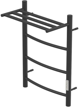 Электрический полотенцесушитель Point Афина PN04846PB П3 400x600 с полкой, диммер справа Черный 