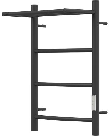 Электрический полотенцесушитель Point Афина PN04846PB П3 400x600 с полкой, диммер справа Черный 