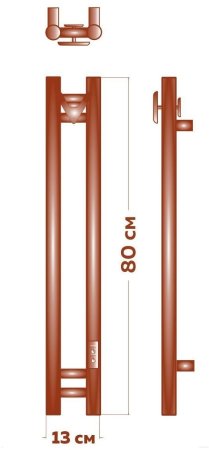 Полотенцесушитель электрический (I-образный) Bauedge Stella DB-0071, 13x80 см 