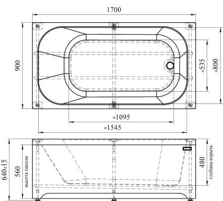 Акриловая ванна Radomir Прованс 170х90 