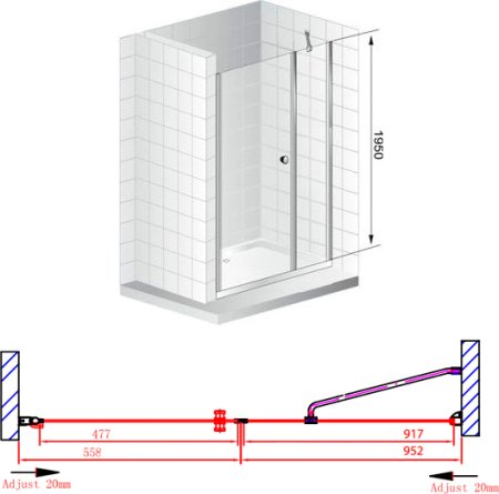 Душевая дверь в нишу Cezares Elena W B11 100/60 C Cr 