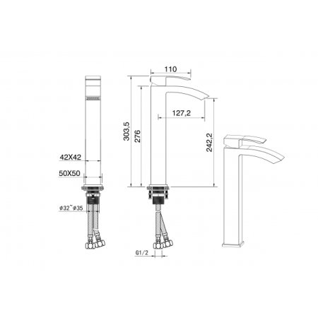 Смеситель для накладной раковины Felice 1025 Хром 