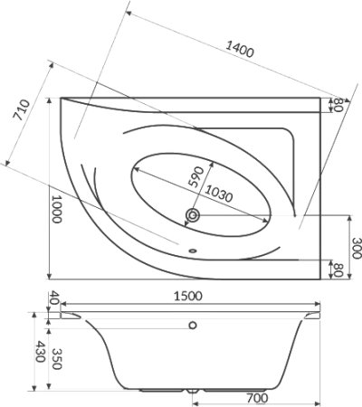 Акриловая ванна Excellent Aquarella WAEX.ARP15.NANO R, 150х100 