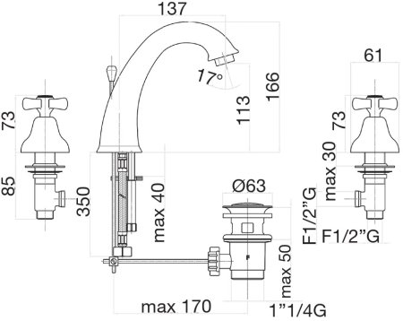 Смеситель для раковины Fiore MARGOT 26ZZ0628, бронза 