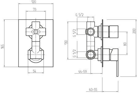 Смеситель Migliore Kvant ML.KVT-2733.CR для ванны с душем, с внутренней частью 