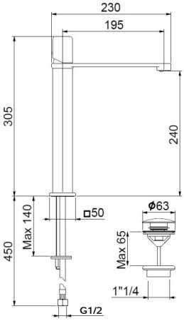 Смеситель для раковины Webert ONE-X OX830402741, белый/сталь 