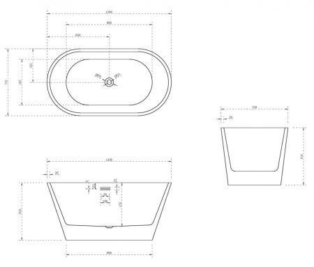 Акриловая ванна ABBER AB9203-1.3 
