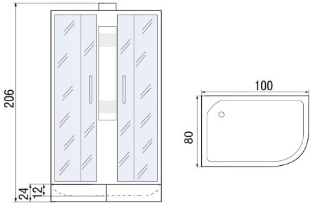 Душевая кабина River Nara 100x80 МТ L Б/К 10000008786 без гидромассажа 