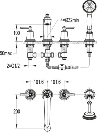 Смеситель Cezares Liberty F BVD4 01 на борт ванны 