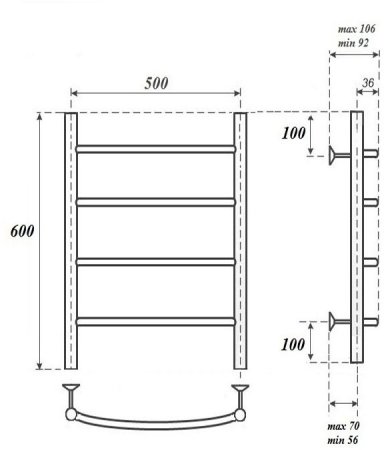 Полотенцесушитель электрический Point Афина PN04156E П4 500x600 левый/правый, хром 