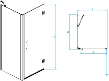 Душевой уголок RGW PA-36B (PA-06B + Z-050-2B + держатель O-204B) 800x800 