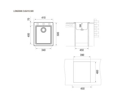 Мойка для кухни каменная Longran Cube CUG 41х50 Альпина 