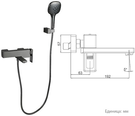 Смеситель для ванны Gappo G17-9 G3217-9 Оружейная сталь 