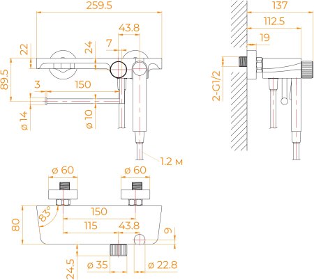 Гигиенический душ со смесителем RGW SP-220 