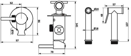 Гигиенический душ со смесителем Damixa Option 217000000 Черный матовый 