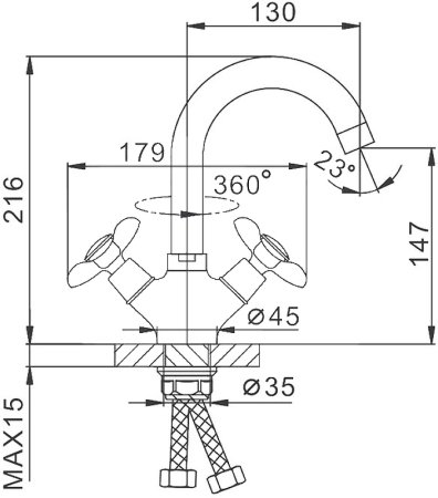 Смеситель для раковины Frap H731 F13731-B Хром 