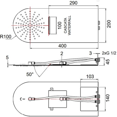 Верхний душ Remer 350UFMCAX Хром 