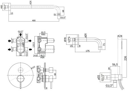 Душевая система Paffoni Light KITLIG019NO139 Черная матовая 