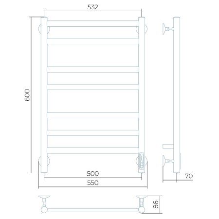Полотенцесушитель электрический Larusso Классик Премиум П7 50х80 