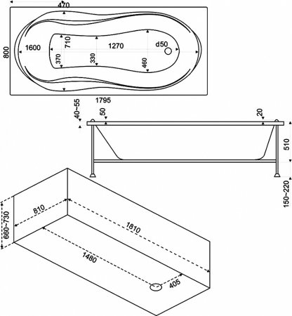 Акриловая ванна Bas Ямайка 180x80 см 