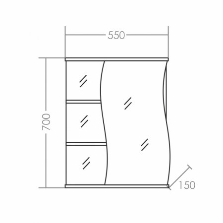 Зеркало-шкаф Санта Волна 55 правый 