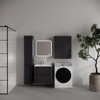 Тумба подвесная STYLE LINE "Марелла 60" (2 ящ.) Люкс Плюс антискрейтч графит с раковиной Марелла Люкс 600х400