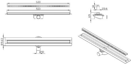 Душевой лоток ALMAes Bajo 50 BG50CH с решеткой Нержавеющая сталь 