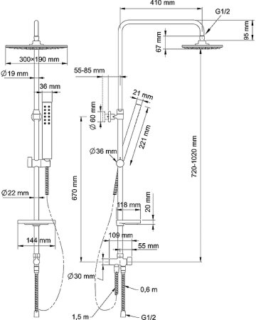 Душевая система Swedbe Calypso 5071 Хром 