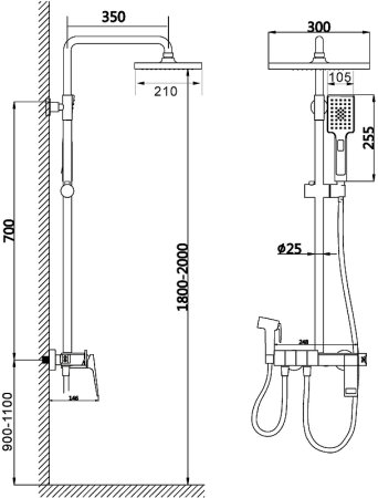 Душевая система Black&White Universe UK5012MG 5012MG Gun Metal 
