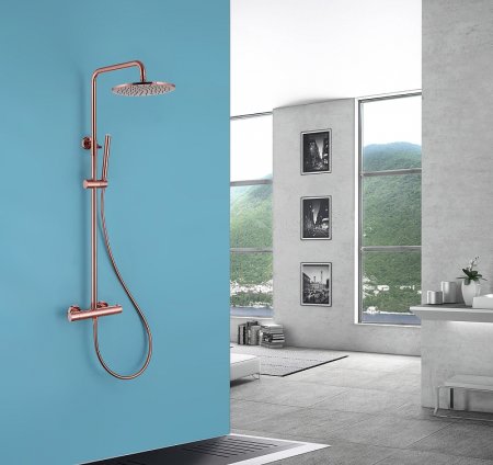 Душевая система Abber Wasser Kreis AF8160RG с термостатом Розовое золото 