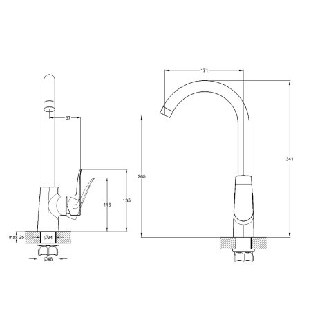 Смеситель G-Lauf GOB4-A134 для кухни 