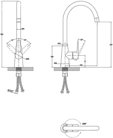 Смеситель Paulmark Holstein 212065 для кухонной мойки, шампань 