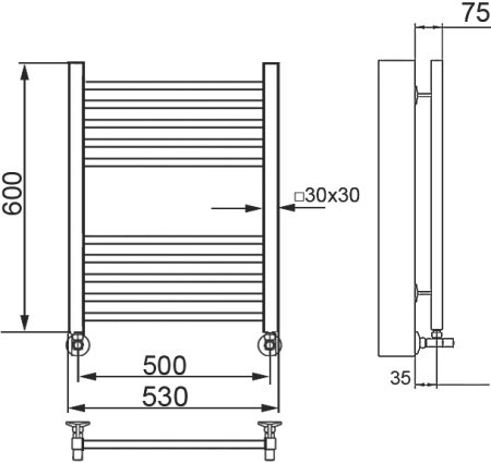 Полотенцесушитель водяной Ника Modern ЛМ-2 60/50, хром 