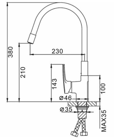 Смеситель для кухни Frap F4453-04 Черный матовый 