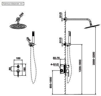 Душевая система AltroBagno Unione 040106 Cr 