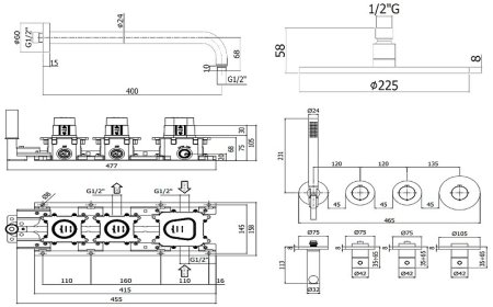Душевая система Paffoni Modular Box KITMB000CR с термостатом Хром 