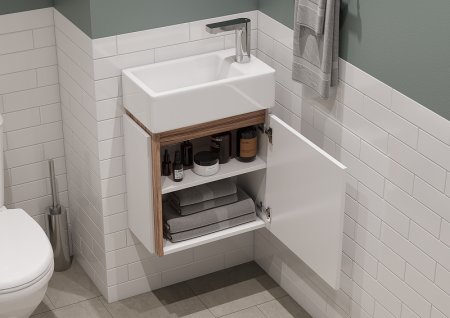 Тумба под раковину Aquaton Эклипс 45 М R 1A172801EK49R подвесная Белый Эбони светлый 